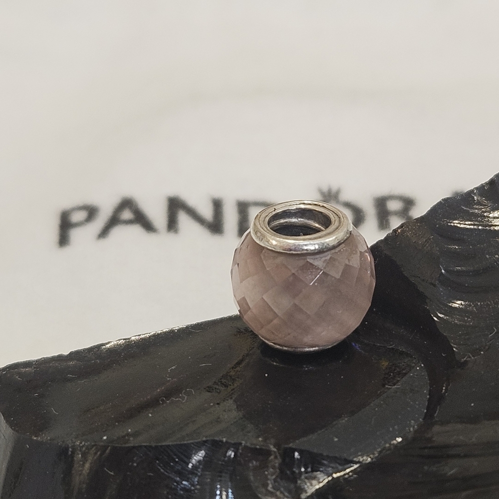 Pandora Petite Facets Pink Murano Charm Sterling Silver